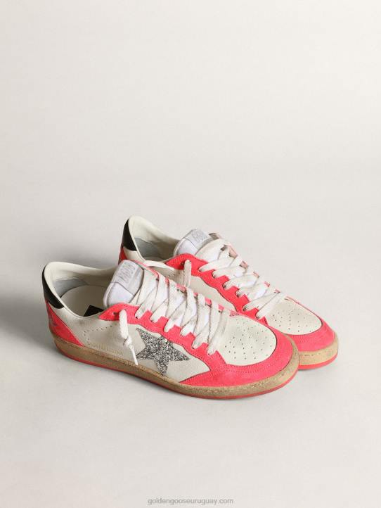 mujer Deportivas ball star de napa blanca con estrella plateada brillanteGolden Goose 02H640