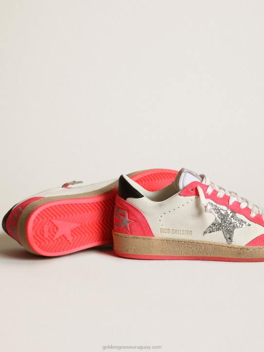 mujer Deportivas ball star de napa blanca con estrella plateada brillanteGolden Goose 02H640