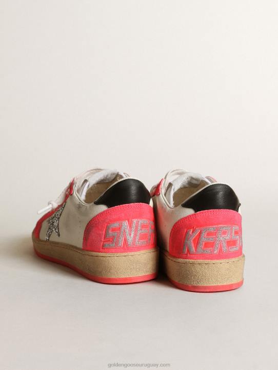 mujer Deportivas ball star de napa blanca con estrella plateada brillanteGolden Goose 02H640