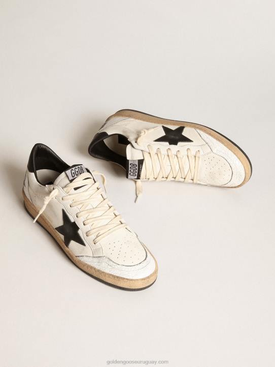 mujer Zapatillas Ball Star de napa blanca con estrella de cuero negro y refuerzo en el talónGolden Goose 02H645