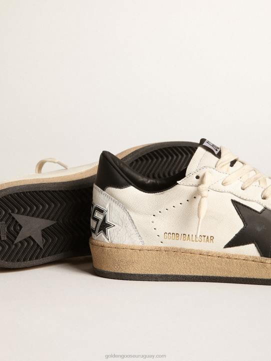 mujer Zapatillas Ball Star de napa blanca con estrella de cuero negro y refuerzo en el talónGolden Goose 02H645