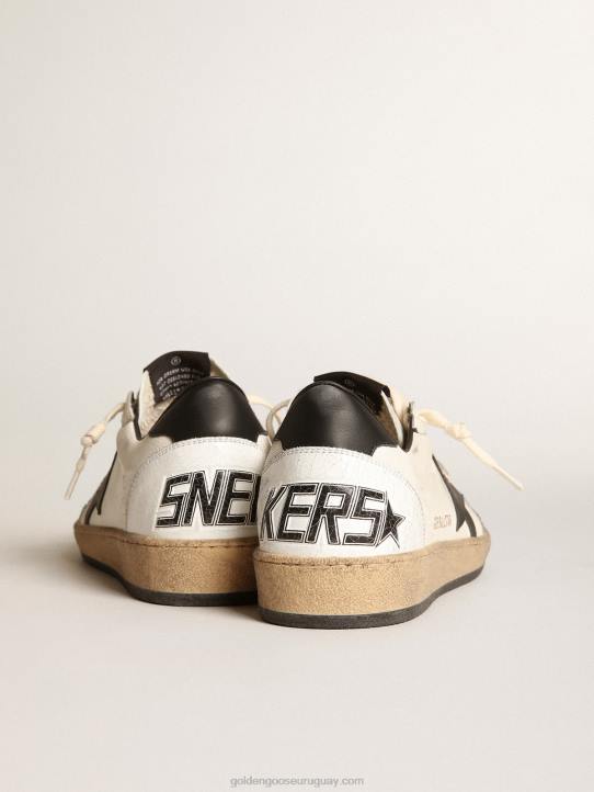 mujer Zapatillas Ball Star de napa blanca con estrella de cuero negro y refuerzo en el talónGolden Goose 02H645