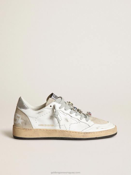 mujer Zapatillas ball star lab de piel blanca con estrella perforadaGolden Goose 02H662