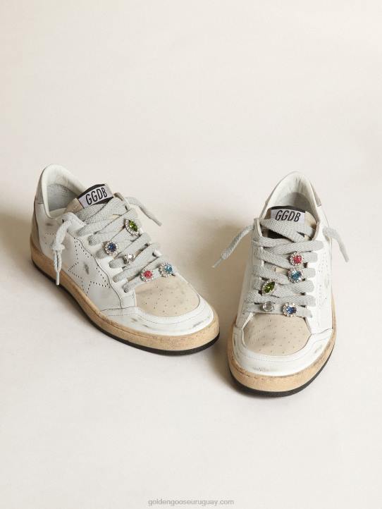 mujer Zapatillas ball star lab de piel blanca con estrella perforadaGolden Goose 02H662