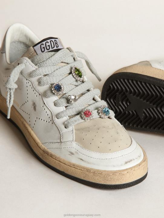 mujer Zapatillas ball star lab de piel blanca con estrella perforadaGolden Goose 02H662
