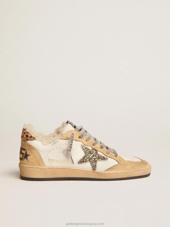 mujer Zapatillas deportivas ball star de napa con estrella de purpurina e interior de borregoGolden Goose 02H6133