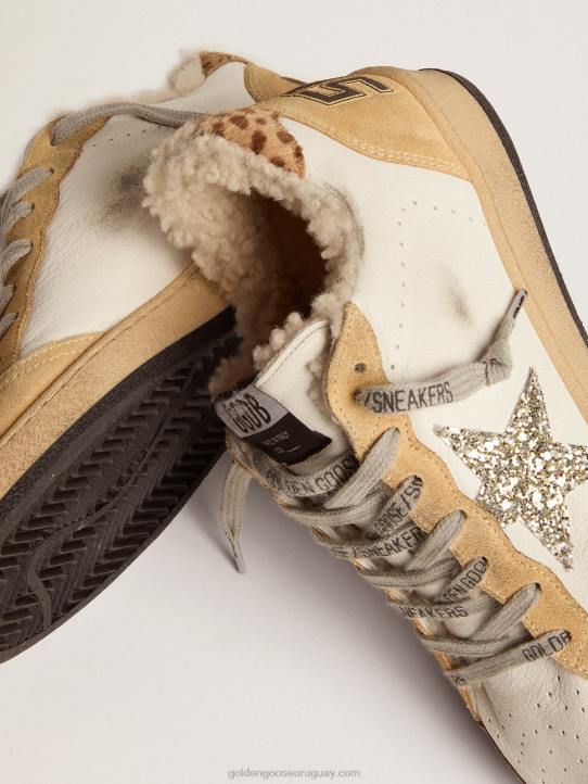 mujer Zapatillas deportivas ball star de napa con estrella de purpurina e interior de borregoGolden Goose 02H6133