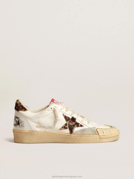 mujer ball star de napa con estrella de potro con estampado de leopardo y refuerzo en el talónGolden Goose 02H6152