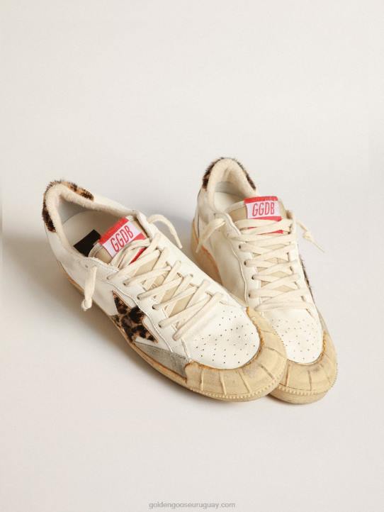 mujer ball star de napa con estrella de potro con estampado de leopardo y refuerzo en el talónGolden Goose 02H6152