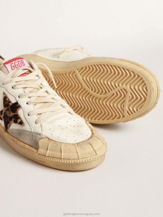 mujer ball star de napa con estrella de potro con estampado de leopardo y refuerzo en el talónGolden Goose 02H6152