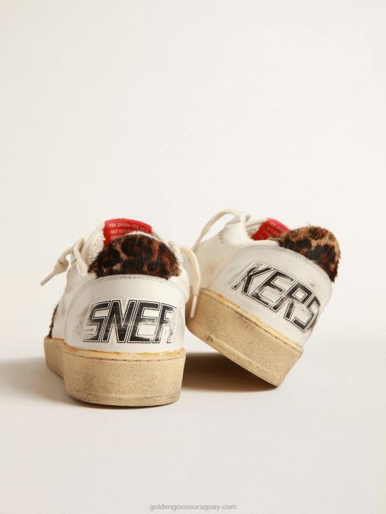 mujer ball star de napa con estrella de potro con estampado de leopardo y refuerzo en el talónGolden Goose 02H6152