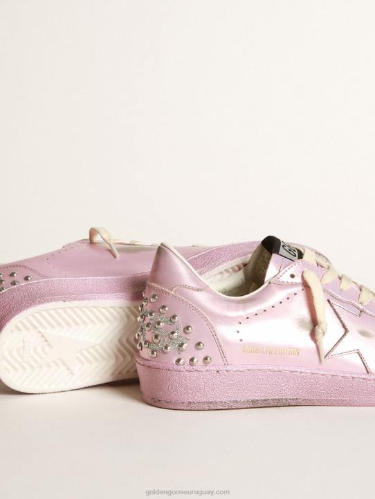 mujer ball star lab de piel laminada rosa con tachuelasGolden Goose 02H6282