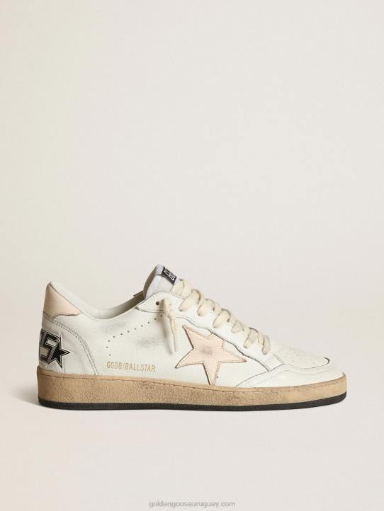 mujer ball star ltd en napa blanca con estrella de napa rosa salmónGolden Goose 02H6199