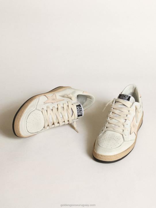 mujer ball star ltd en napa blanca con estrella de napa rosa salmónGolden Goose 02H6199