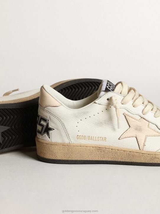mujer ball star ltd en napa blanca con estrella de napa rosa salmónGolden Goose 02H6199