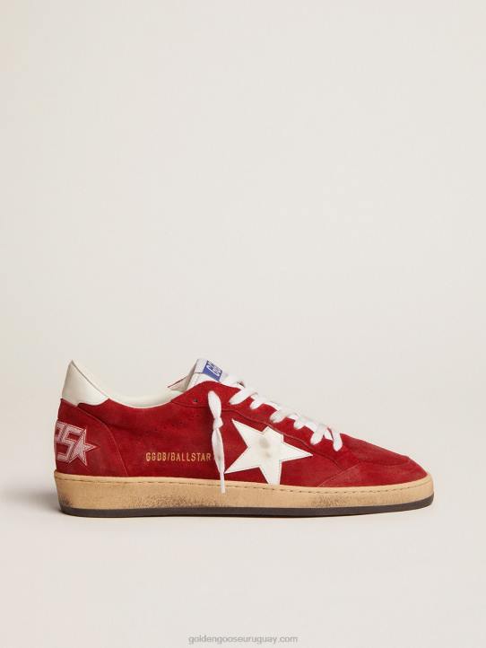 mujer estrella bola de ante rojo con estrella de piel blancaGolden Goose 02H6558