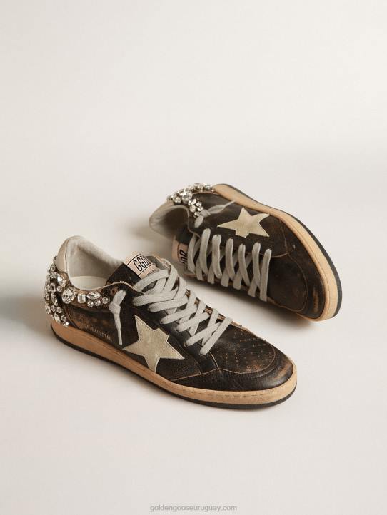 mujer estrella bola en cuero negro con decoración de cristalGolden Goose 02H6141