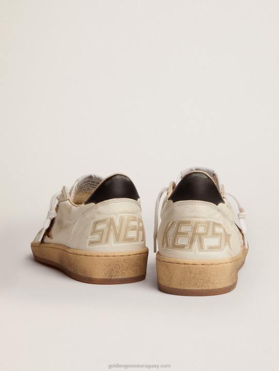 mujer zapatillas ball star con estrella de piel de potro con estampado de leopardo y refuerzo del talón de piel negraGolden Goose 02H67