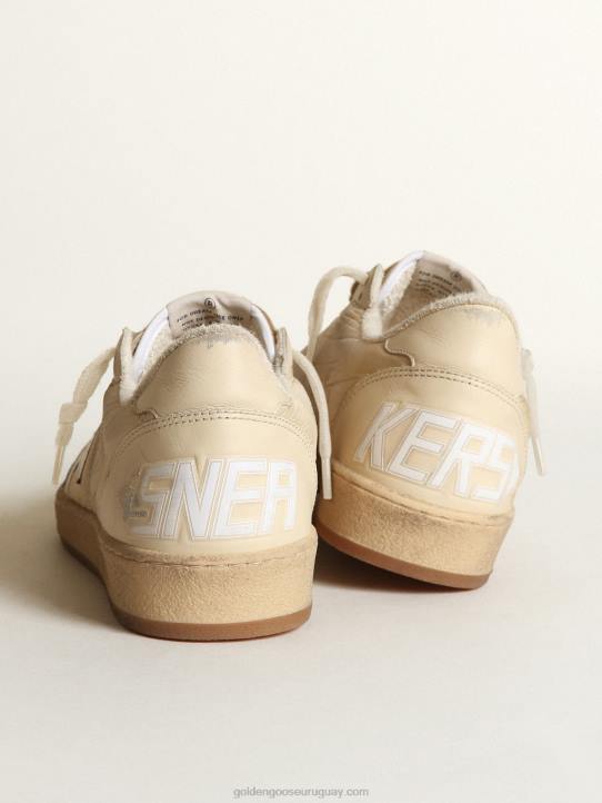 mujer zapatillas ball star de nailon blanco leche con estrella de piel blanca y refuerzo del talón de piel blancaGolden Goose 02H616