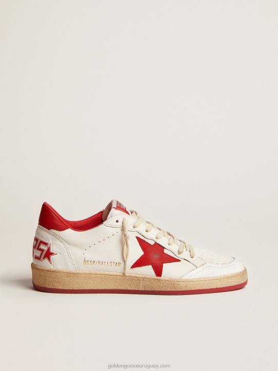 mujer zapatillas deportivas ball star blancas de piel con estrella roja y refuerzo en el talónGolden Goose 02H668