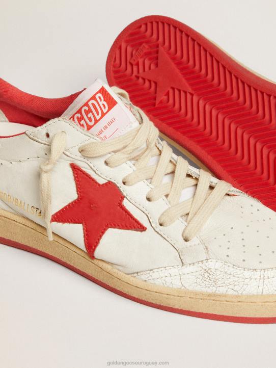 mujer zapatillas deportivas ball star blancas de piel con estrella roja y refuerzo en el talónGolden Goose 02H668