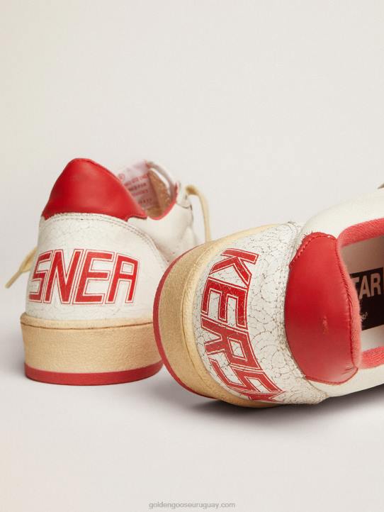 mujer zapatillas deportivas ball star blancas de piel con estrella roja y refuerzo en el talónGolden Goose 02H668