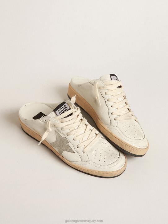 mujer zuecos ball star de napa con estrella de ante gris hieloGolden Goose 02H6144