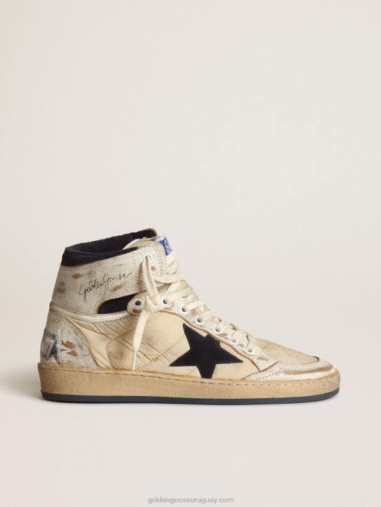 mujer sky-star de nailon y piel blanca con estrella de ante azulGolden Goose 02H652