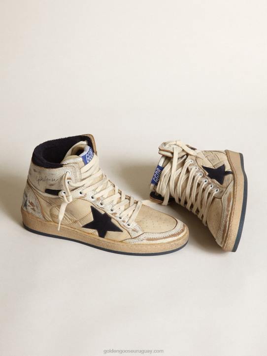 mujer sky-star de nailon y piel blanca con estrella de ante azulGolden Goose 02H652