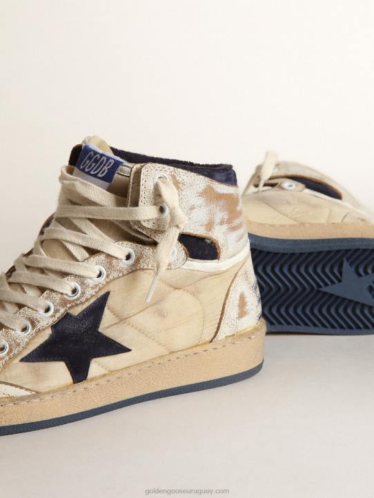 mujer sky-star de nailon y piel blanca con estrella de ante azulGolden Goose 02H652