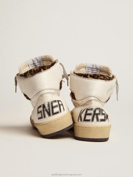 mujer zapatillas sky-star con firma en el tobillo e inserciones de piel de potro con estampado de leopardoGolden Goose 02H655
