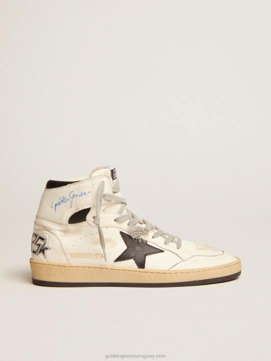 mujer zapatillas sky-star con firma en el tobillo e inserciones de piel negraGolden Goose 02H671