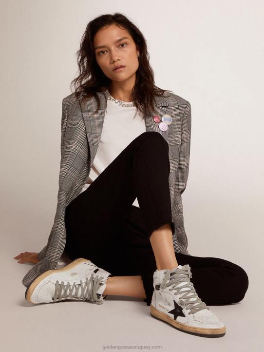 mujer zapatillas sky-star con firma en el tobillo e inserciones de piel negraGolden Goose 02H671