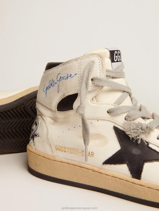 mujer zapatillas sky-star con firma en el tobillo e inserciones de piel negraGolden Goose 02H671