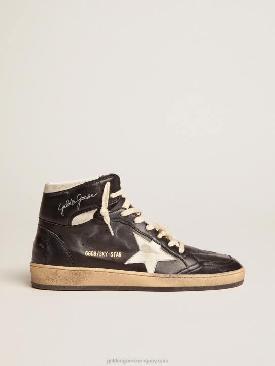 mujer zapatillas sky-star de napa negra con estrella de napa blancaGolden Goose 02H687