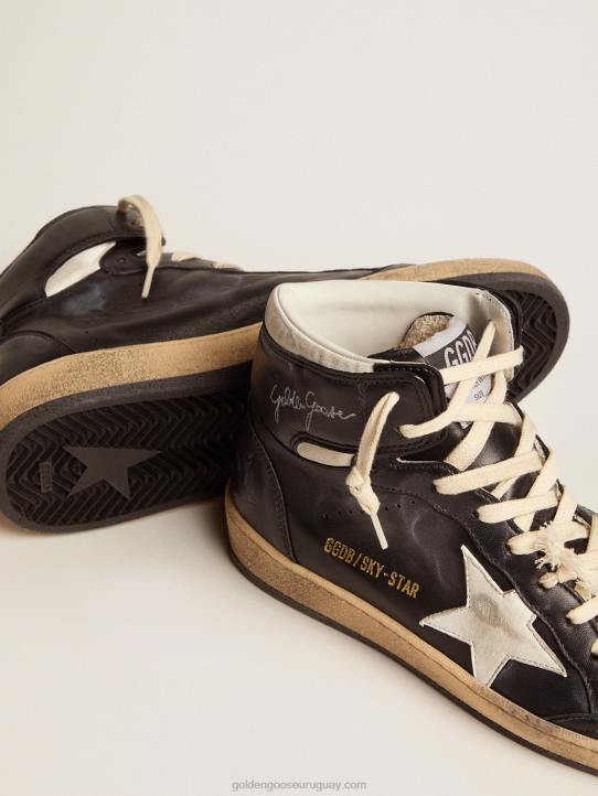 mujer zapatillas sky-star de napa negra con estrella de napa blancaGolden Goose 02H687
