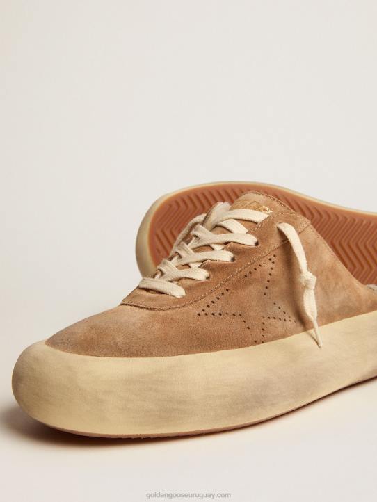 mujer Zapato sabot space-star de ante color tabaco con interior de borregoGolden Goose 02H6176