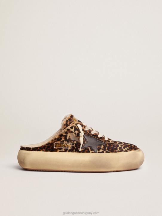 mujer sabot space-star de piel de potro animal print con forro de borregoGolden Goose 02H672
