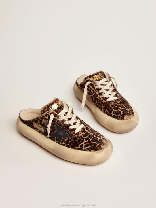 mujer sabot space-star de piel de potro animal print con forro de borregoGolden Goose 02H672