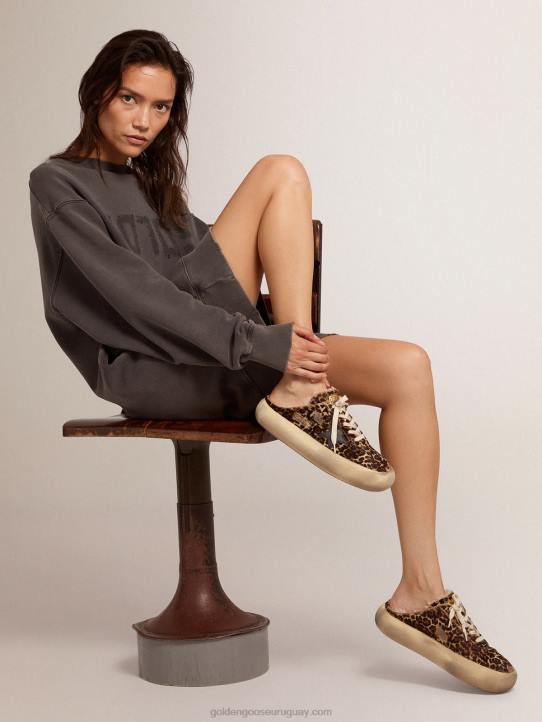 mujer sabot space-star de piel de potro animal print con forro de borregoGolden Goose 02H672