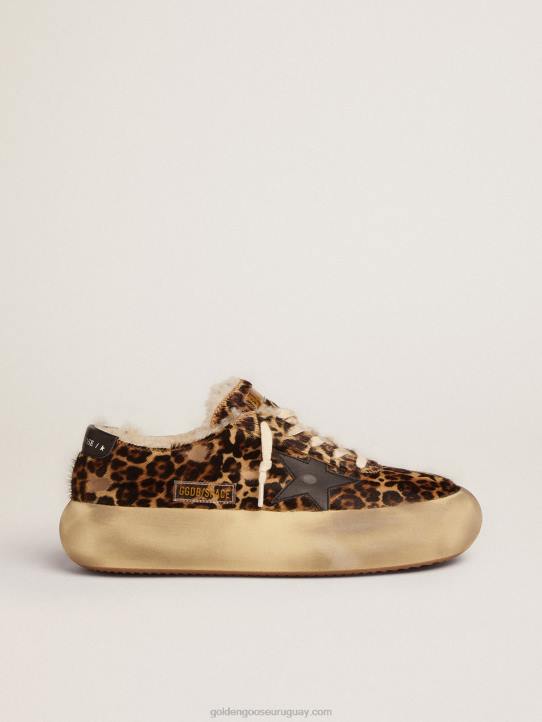 mujer zapatos space-star de piel de potro animal print con forro de borregoGolden Goose 02H6154