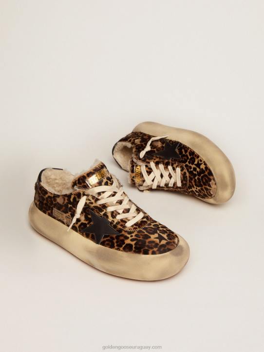 mujer zapatos space-star de piel de potro animal print con forro de borregoGolden Goose 02H6154