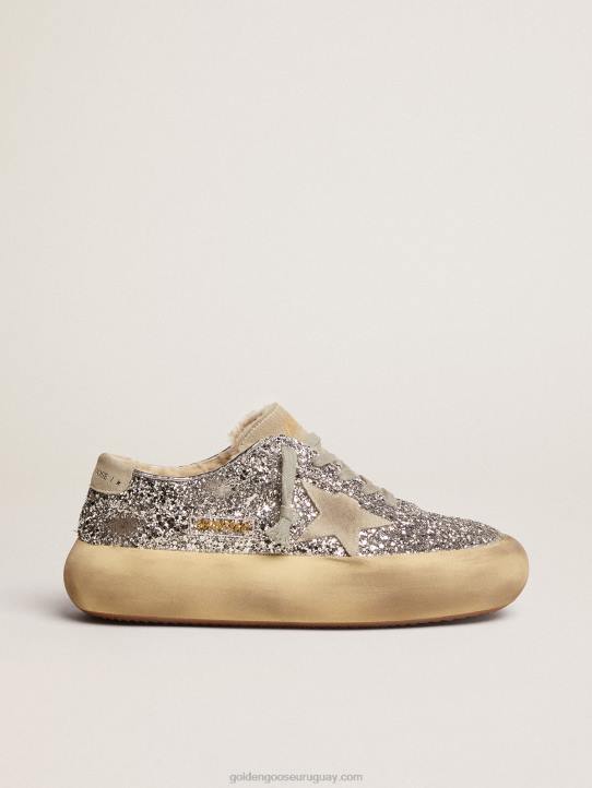 mujer zapatos space-star en purpurina plateada con forro de borregoGolden Goose 02H6177