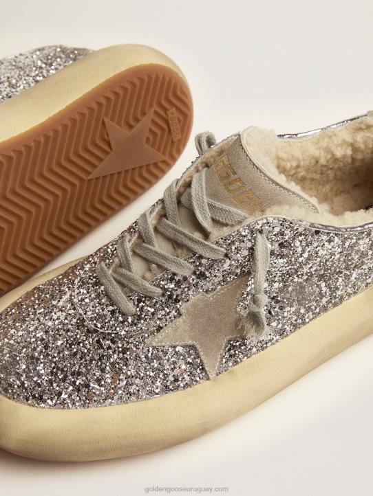 mujer zapatos space-star en purpurina plateada con forro de borregoGolden Goose 02H6177