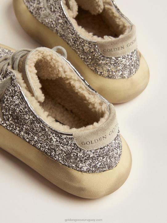 mujer zapatos space-star en purpurina plateada con forro de borregoGolden Goose 02H6177
