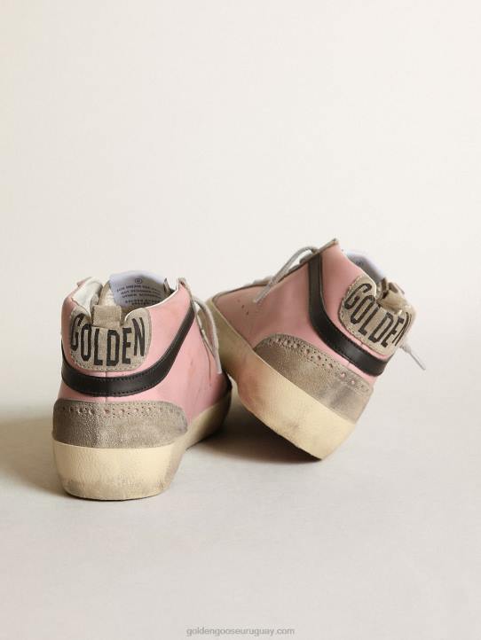 mujer Zapatillas mid star ltd de piel rosa con estrella de purpurina plateada y flash de piel negraGolden Goose 02H681