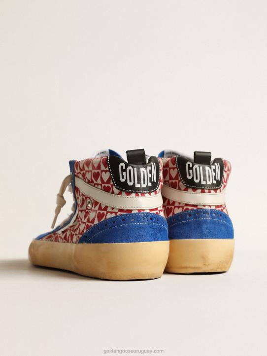 mujer mid star de lona con estampado de corazones y estrella plateadaGolden Goose 02H6280