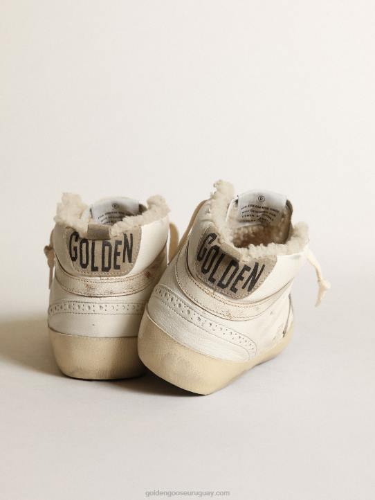 mujer mid star en napa con estrella de cuero blanco brillante y flashGolden Goose 02H6192