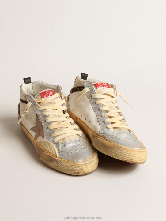 mujer mid star ltd con inserciones de cuero plateado metalizado y estrella rosaGolden Goose 02H6142