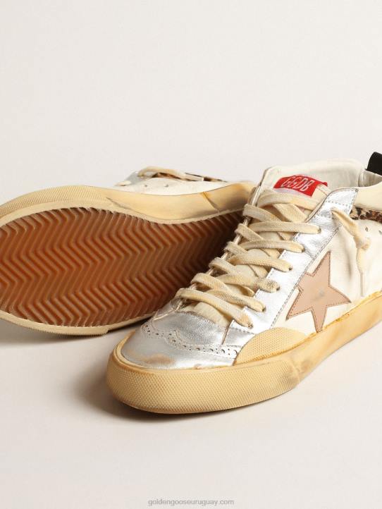 mujer mid star ltd con inserciones de cuero plateado metalizado y estrella rosaGolden Goose 02H6142